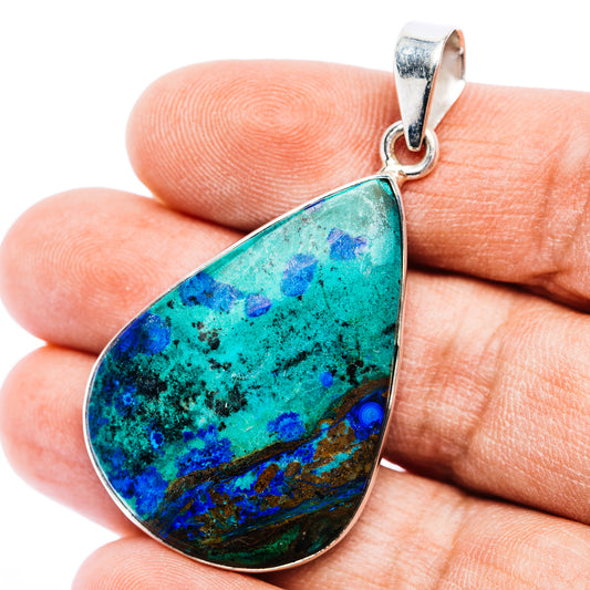 Blue Bird Azurite Pendant 2 1/8" (.925 Sterling Silver)