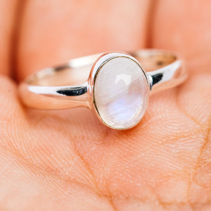 Rainbow Moonstone Ring Size 6.5 (.925 Sterling Silver)