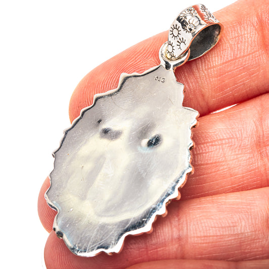 Exclusive Southwestern Style Hubei Turquoise Pendant 2" (.925 Sterling Silver)