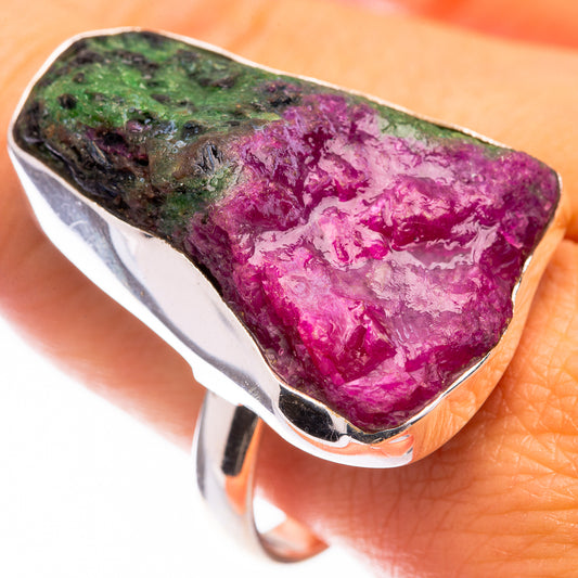 Large Raw Ruby Zoisite Ring Size 11 (925 Sterling Silver) R141466