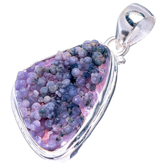 Sterling silver teardrop agate pendant with purple-blue druzy texture and bail