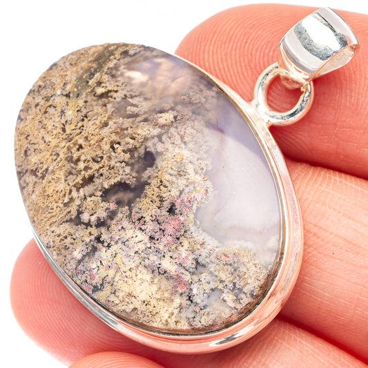 Indonesian Plume Agate 925 Sterling Silver Pendant 1 3/8" (925 Sterling Silver) P43644