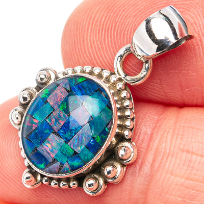 Rare Triplet Opal Pendant 1 1/8" (.925 Sterling Silver)