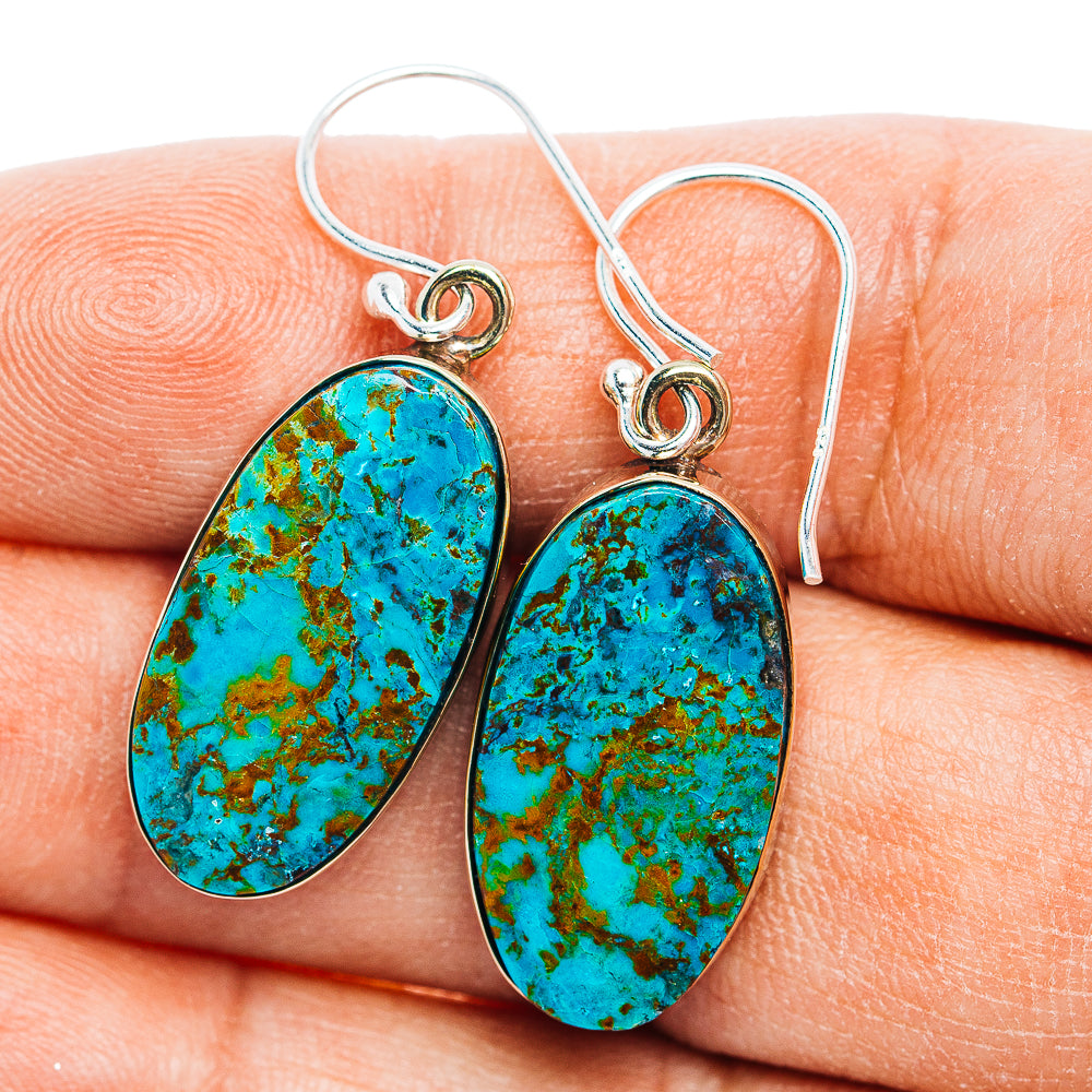 Shattuckite Earrings 1 1/2" (German Silver)