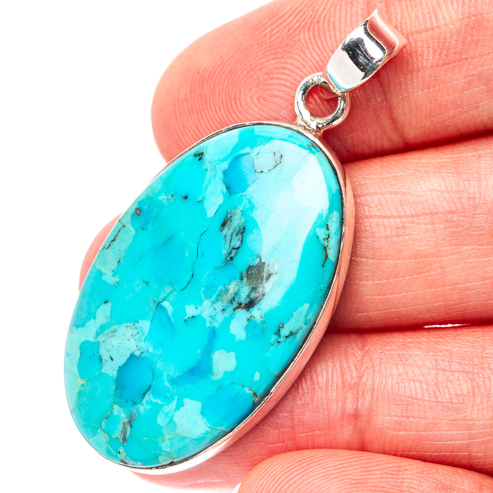 Premium Arizona Turquoise Pendant 1 3/4" (.925 Sterling Silver)