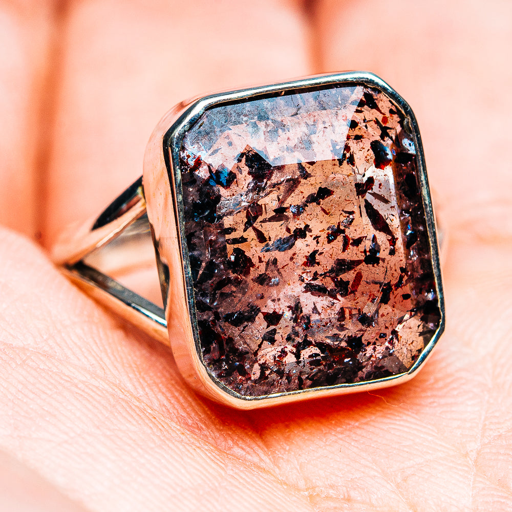 Premium Faceted Lepidocrocite Ring Size 9.5 (.925 Sterling Silver)