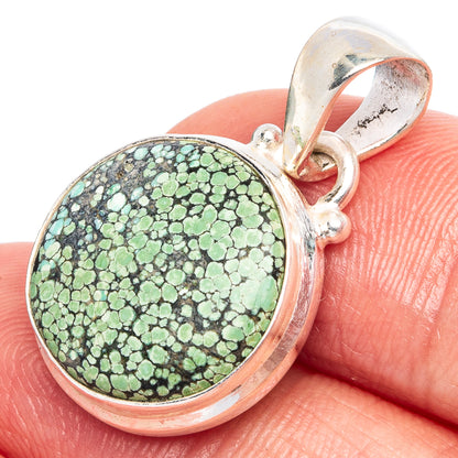 Rare Arizona Spider Web Turquoise Pendant 1 1/8" (925 Sterling Silver) P43311