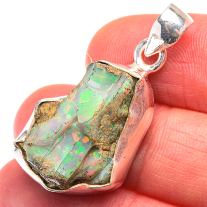 Raw Ethiopian Opal Pendant 1 3/8" (925 Sterling Silver) PD38488