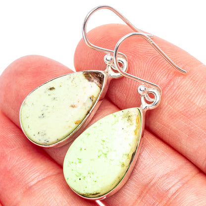 Lemon Chrysoprase Earrings 1 3/8" (925 Sterling Silver) E1807