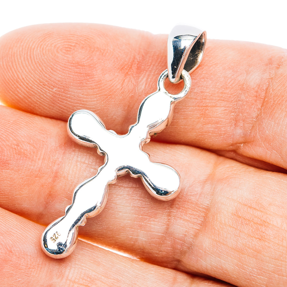 Southwestern Style Cotton Candy Turquoise Cross Pendant 1 5/8" (.925 Sterling Silver)