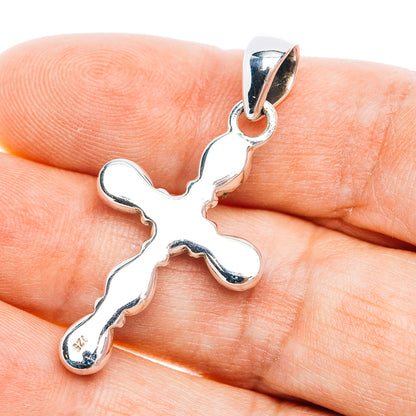Southwestern Style Cotton Candy Turquoise Cross Pendant 1 5/8" (.925 Sterling Silver)