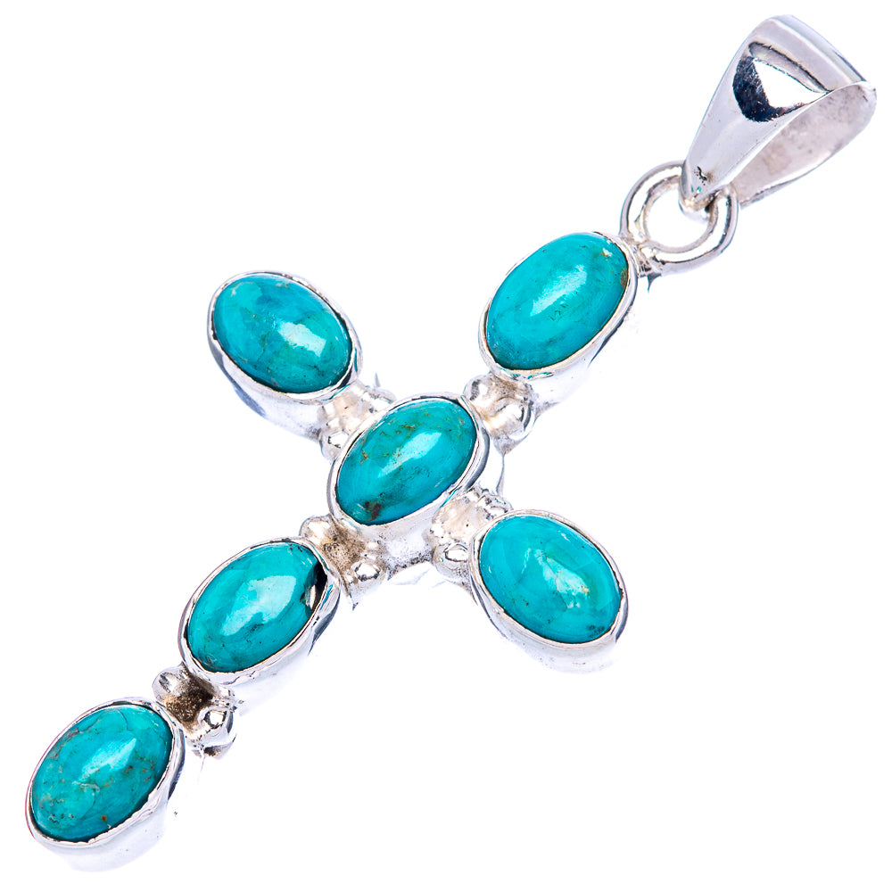 Chrysocolla Cross Pendants 1 5/8" (925 Sterling Silver) P42362