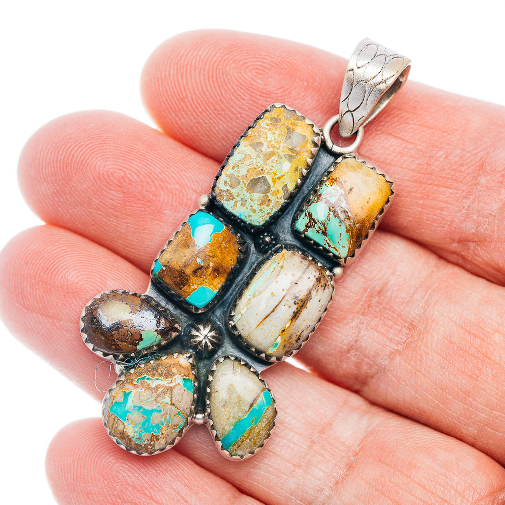Exclusive Ribbon Royston Turquoise Pendant 2 1/8" (.925 Sterling Silver)