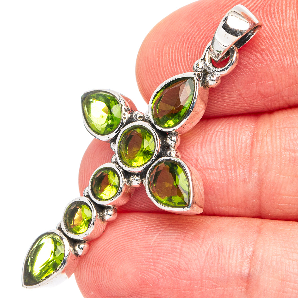 Peridot Cross Pendant 1 3/4" (925 Sterling Silver) P45567