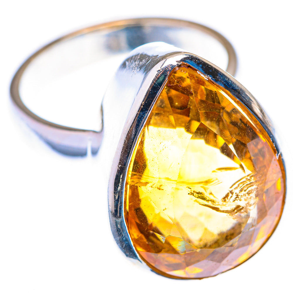 Large Faceted Citrine Ring Size 7.5 (925 Sterling Silver) RING139983