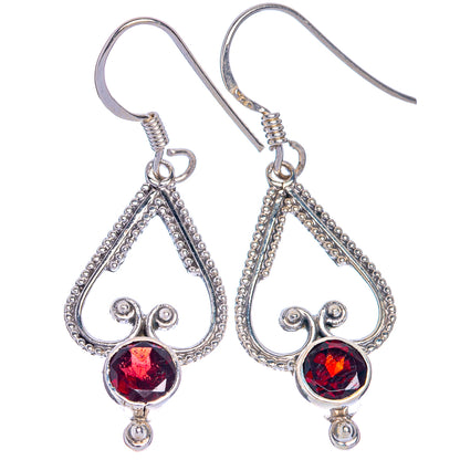 Garnet Earrings 1 5/8" (925 Sterling Silver) E433530