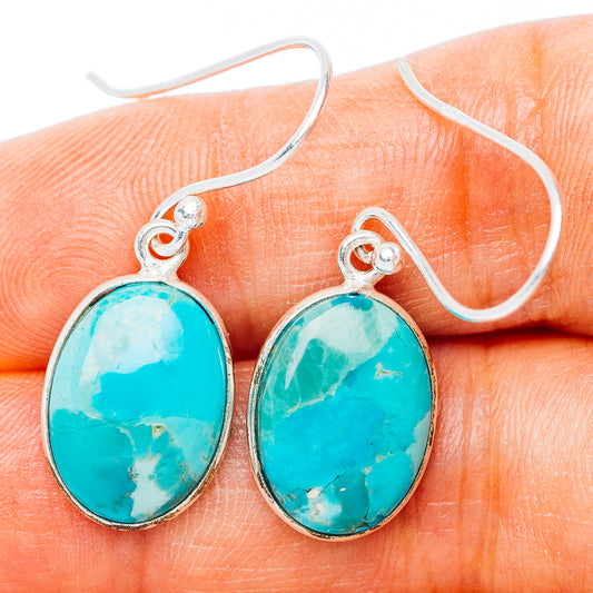 Kingman Turquoise Earrings 1 1/4" (.925 Sterling Silver)