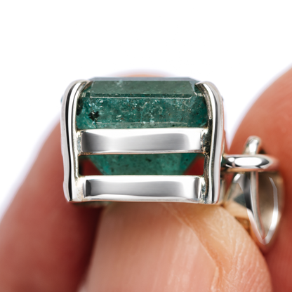 16ct Zambian Emerald Pendant 7/8" (.925 Sterling Silver)