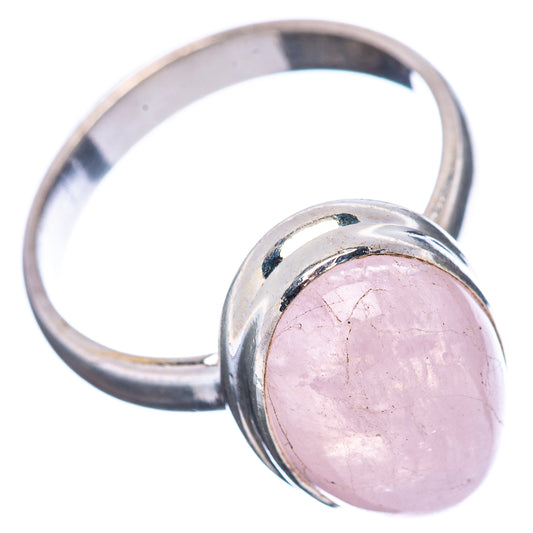 Sterling silver ring with oval pink kunzite gemstone, size 7