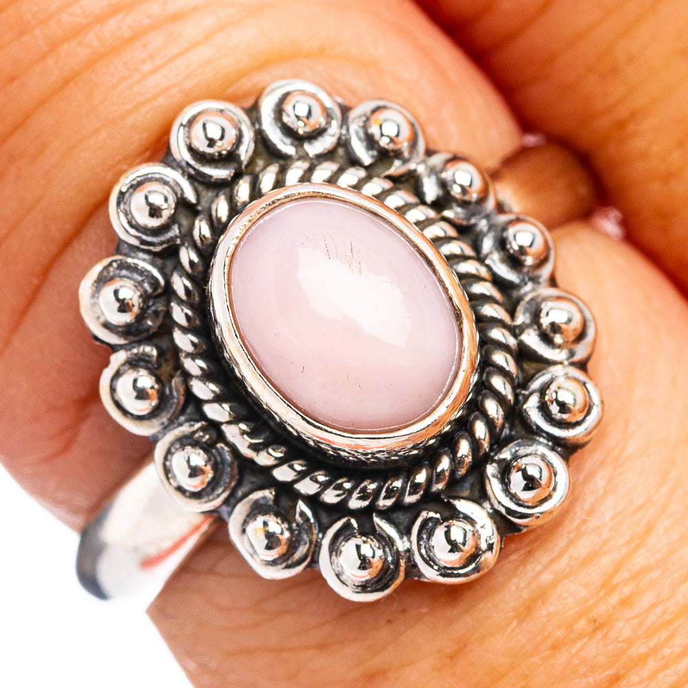 Pink Opal Ring Size 7.5 (.925 Sterling Silver)