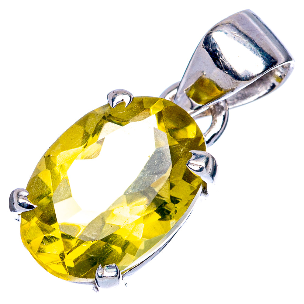 Lemon quartz pendant in 925 sterling silver, oval faceted lemon-yellow stone with prongs