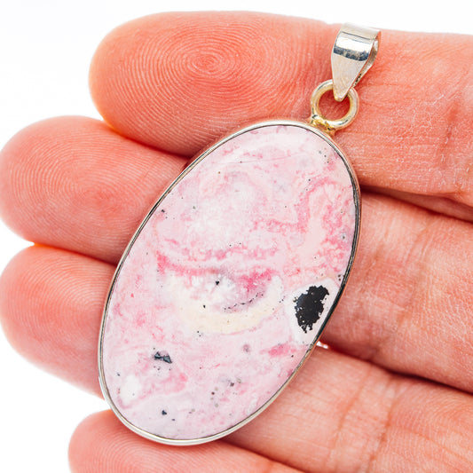 Premium Rhodonite Pendant 2" (.925 Sterling Silver)