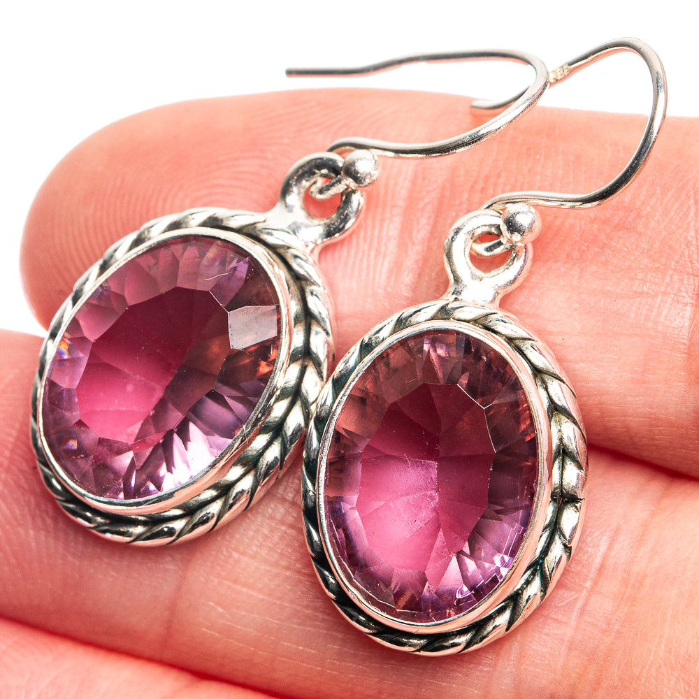 Color Change Alexandrite (Lab.) Earrings 1 3/8" (925 Sterling Silver) E432742