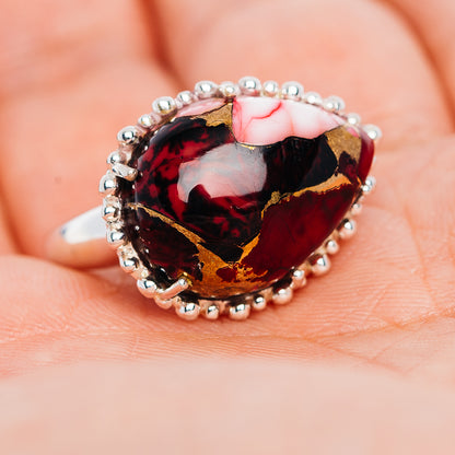 Exclusive Red Dahlia Mohave Turquoise Ring Size 6 (.925 Sterling Silver)