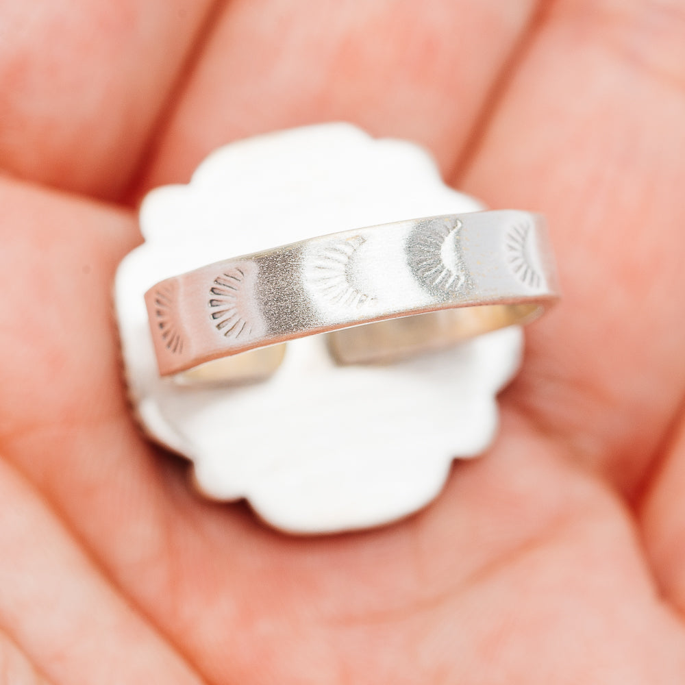 Exclusive Cotton Candy Turquoise Cross Ring Size 9 Adjustable (.925 Sterling Silver)