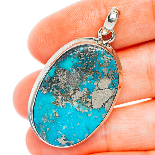 Persian Turquoise Pendant 1 3/4" (German Silver)