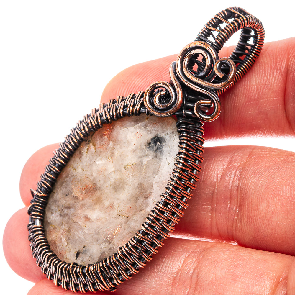 Sunstone Wire Wrap Pendant 2 3/8" (Oxidized Copper)