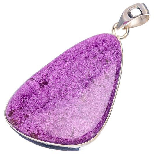 Purple purpurite teardrop pendant in .925 sterling silver bezel and loop bail
