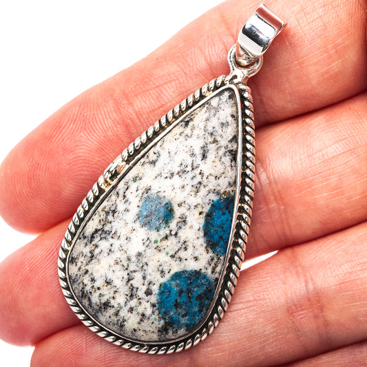Premium K2 Blue Azurite Pendant 2 1/8" (.925 Sterling Silver)