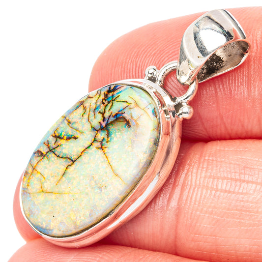 Rare Sterling Opal Pendant 1 3/8" (925 Sterling Silver) P42920