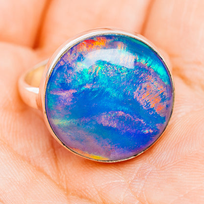 Aurora Opal Ring Size 9 (.925 Sterling Silver)