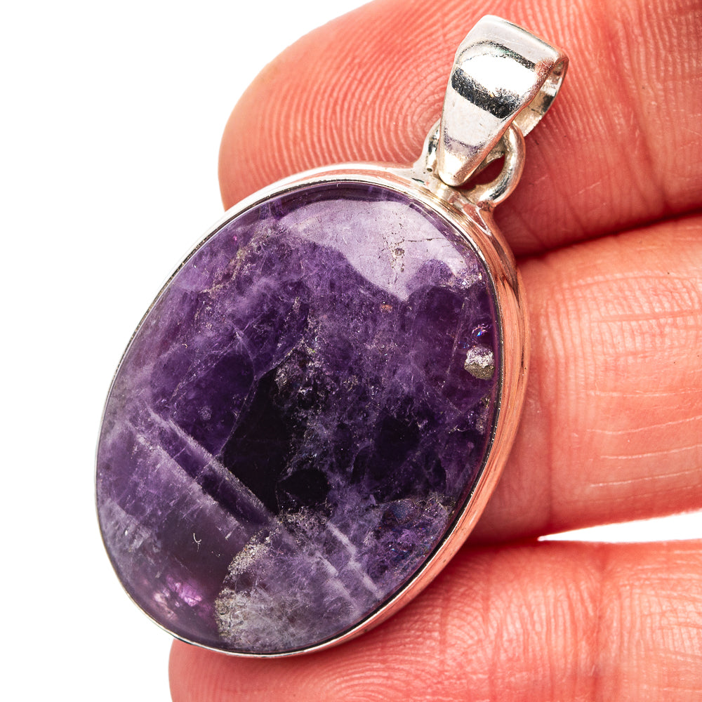Chevron Amethyst Pendant 1 1/2" (.925 Sterling Silver)