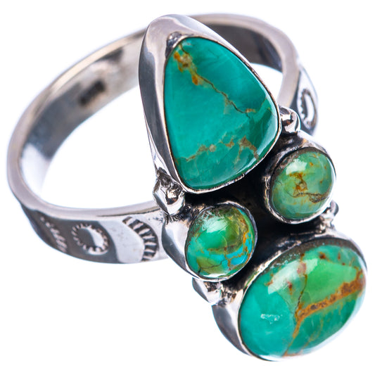 Turquoise oval cabochon ring in .925 sterling silver, adjustable, side view, size 8
