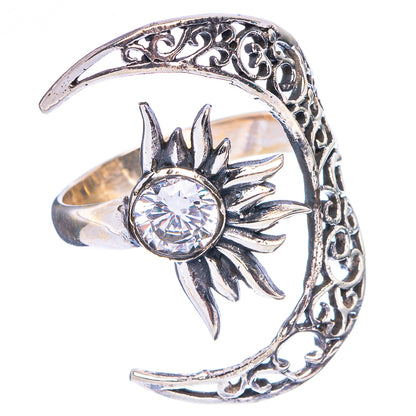 White Quartz Moon Sun Dainty Ring Size 7 Adjustable (925 Sterling Silver) R5237