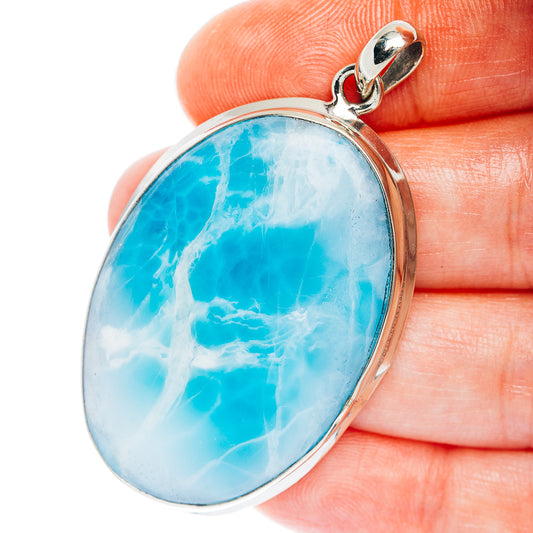 Larimar Pendant 2 1/8" (German Silver)