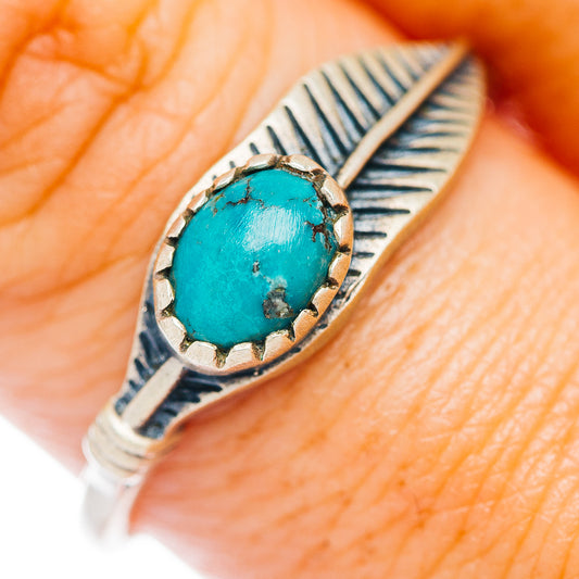 Mojave Turquoise Feather Ring Size 10 (.925 Sterling Silver)