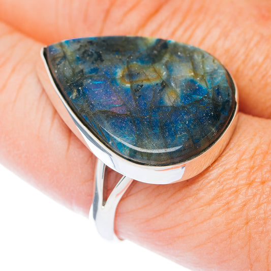 Large Premium Spectrolite Ring Size 10 (.925 Sterling Silver)