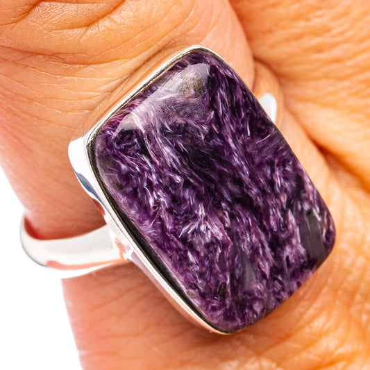 Premium Charoite Ring Size 10 Adjustable (.925 Sterling Silver)