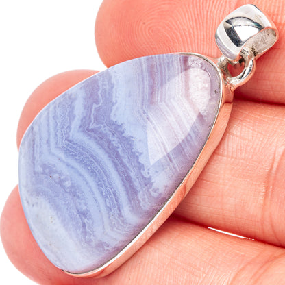 Blue Lace Agate Pendant 1 5/8" (925 Sterling Silver) P42876