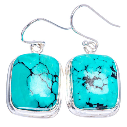Premium Tibetan Turquoise Earrings 1 3/8" (.925 Sterling Silver)