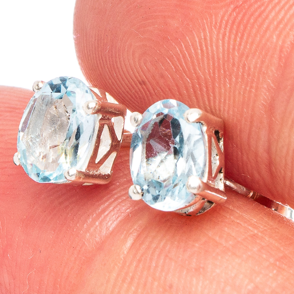 Blue Topaz 925 Sterling Silver Earrings 1/4" (925 Sterling Silver) E2129