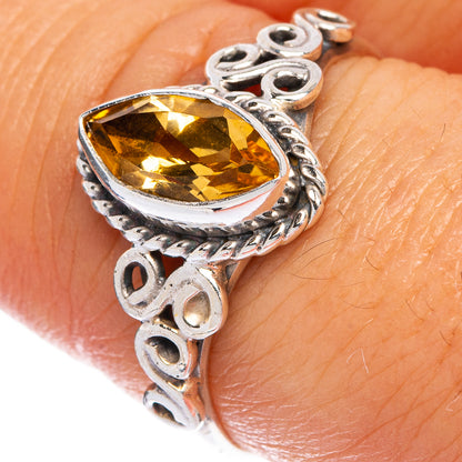 Faceted Citrine Dainty Ring Size 8 (925 Sterling Silver) R145479