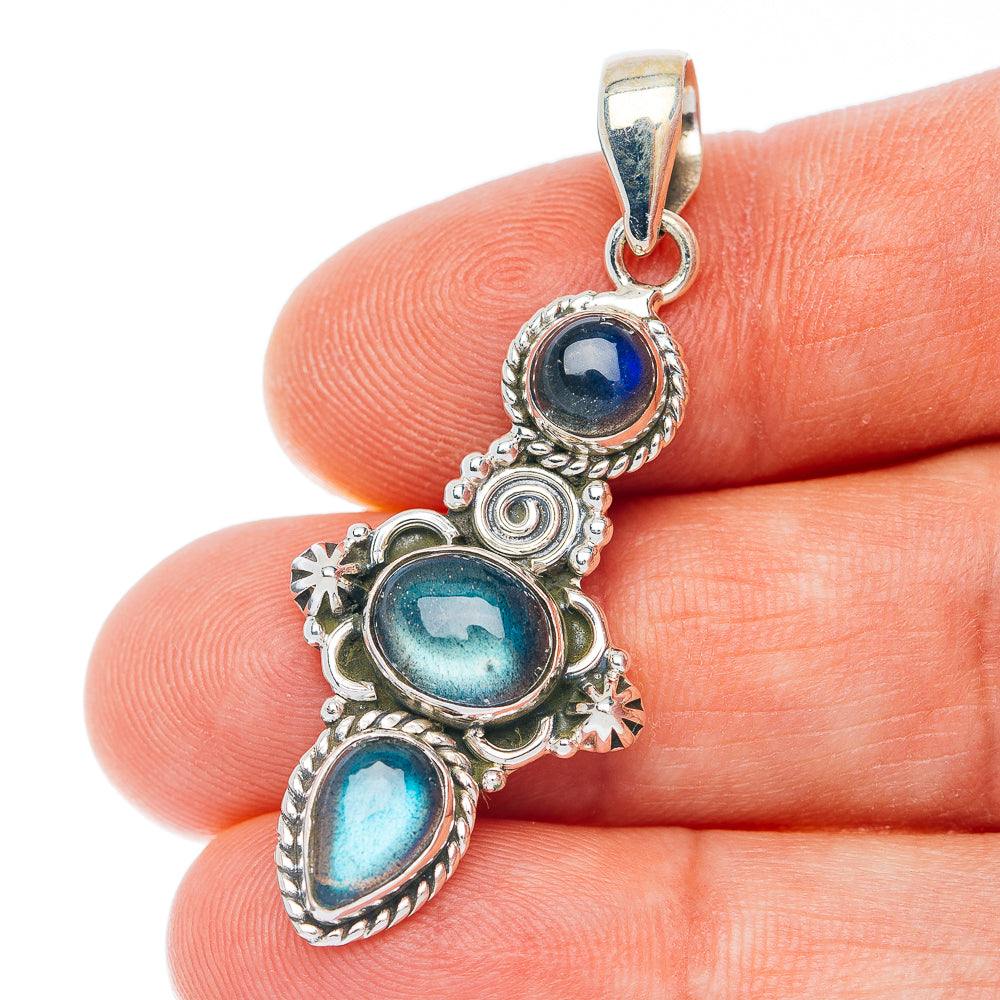 Labradorite Pendant 1 3/4" (.925 Sterling Silver)
