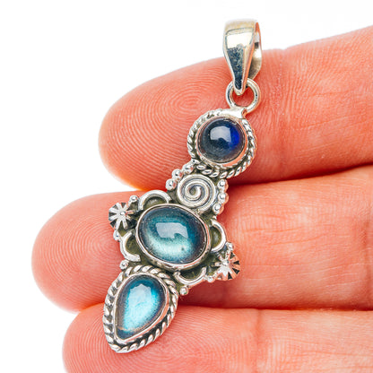 Labradorite Pendant 1 3/4" (.925 Sterling Silver)
