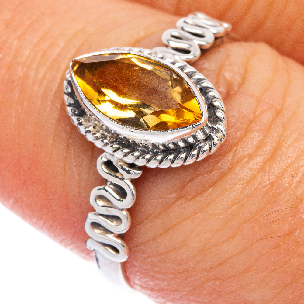 Faceted Citrine Dainty Ring Size 7.75 (925 Sterling Silver) R145507