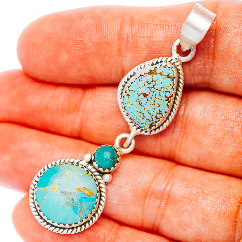Arizona Turquoise Pendant 2 1/4" (.925 Sterling Silver)